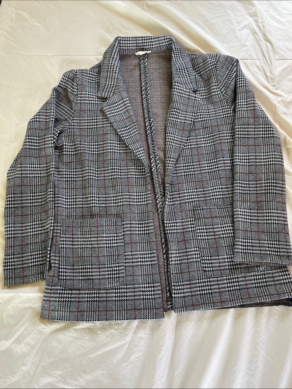 Maurices Gray Plaid Open-Front Blazer Jacket size L